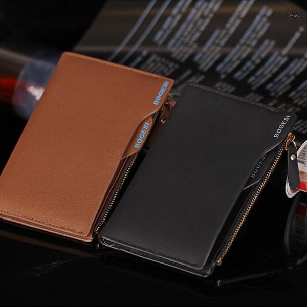 

men wallet pu leather short bifold purses multifunction fashion coin bag zipper small money clutch clip wallets1, Red;black