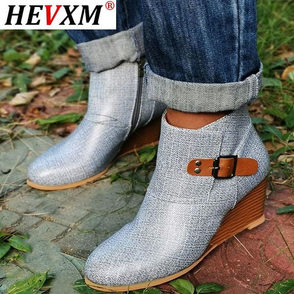 

boots 2021 autumn women ankle fashion slope heel pointed toe casual boot high heels pu leather shoes for botas mujer, Black