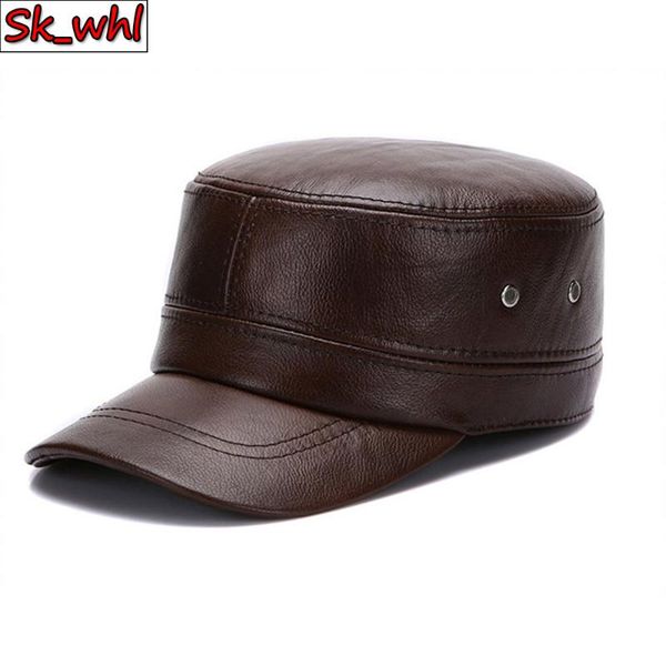 

wide brim hats men real leather fall winter male 100% genuine cowhide caps cow flat cap earflap, Blue;gray