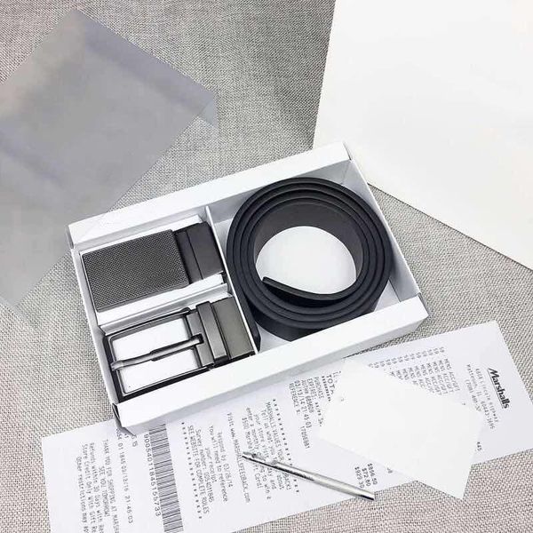 

designer code 130 fashion genuine leather men belt with two buckles business man belts gift box wholesales high quality, Black;brown