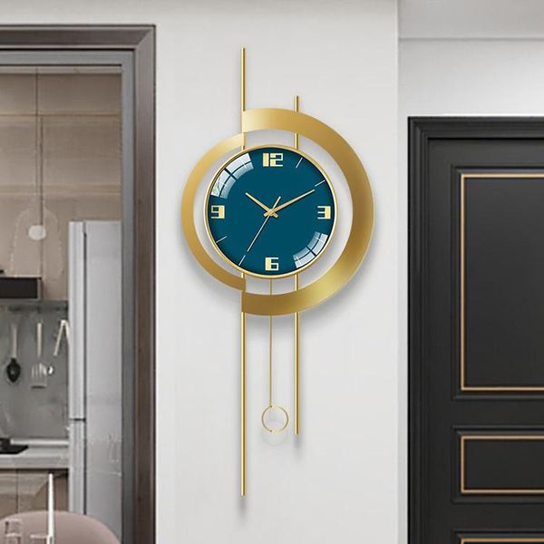 

wall clocks luxury large clock art creative nordic living room metal golden silent modern design relojes home decor da60wc