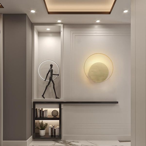 

modern led wall lamp for living room bedroom decoration sconce home fixtures minimalist golden round bedside loft stair lighting