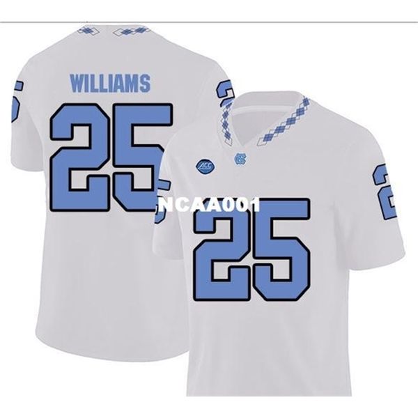

2019 new 668 unc tarheels javonte williams #25 real full embroidery college jersey size s-4xl or custom any name or number jersey, Black