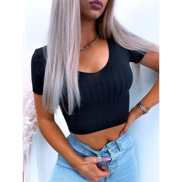 

women's t-shirt woman knitted slim crop t shirt fashion summer casual v-neck short sleeve solid color female t-shirts 2021, White