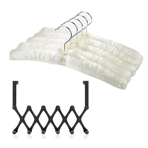 

hangers & racks expandable over the door hook hanger,towel rack and 6 hooks with satin padded for wedding dresses