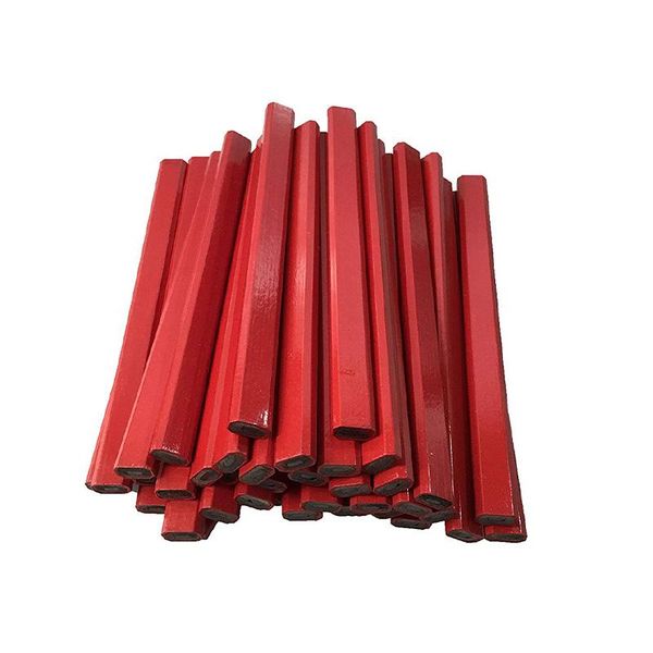 

72pc flat wooden red carpenter pencils 2 lead - 72 count bulk box made in the
