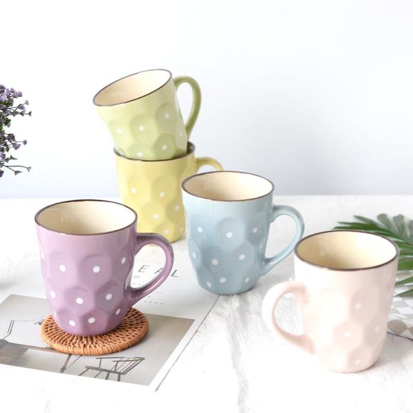 

mugs hammer mark cup solid color polka dot pattern ceramic creative