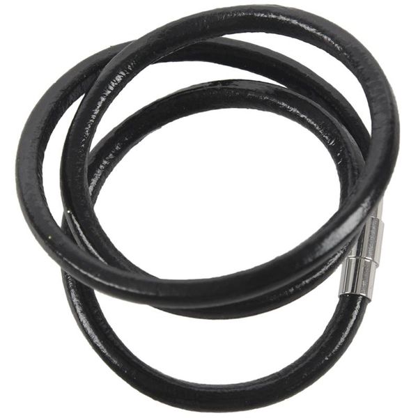 Papéis de parede Promoção! Colar de cordão de couro de armadura de braçadeira de aço inoxidável de aço inoxidável, preto - 4mm largo 45cm de comprimento