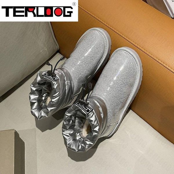

boots ankle thick-soled warm fur flats snow 2022 winter platform designer women shoes short plush fashion casual, Black
