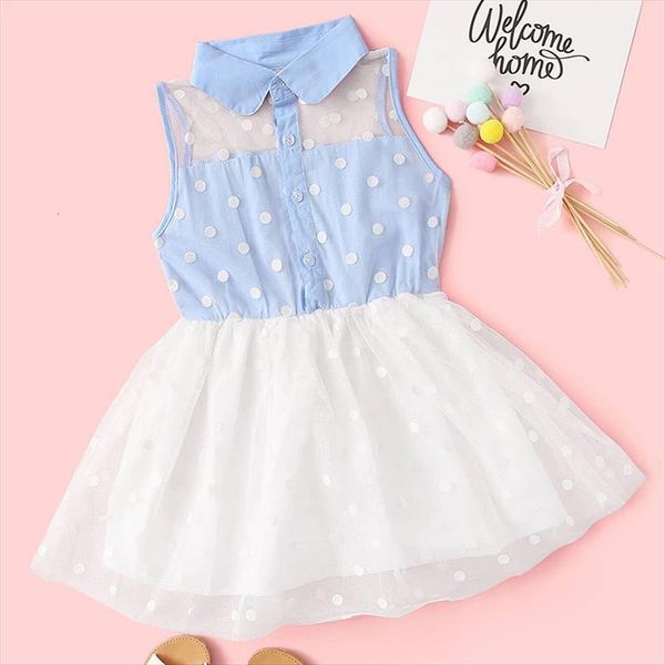 

kids fashion dots stitchingnet yarn girl dresses without sleeve candy style cute flower toddler, Red;yellow