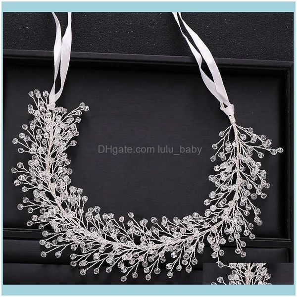 

jewelrytrendy handmade wedding aessories sier color baroque rhinestone crystal headband bridal tiara woman hair band jewelry drop delivery 2, Slivery;golden