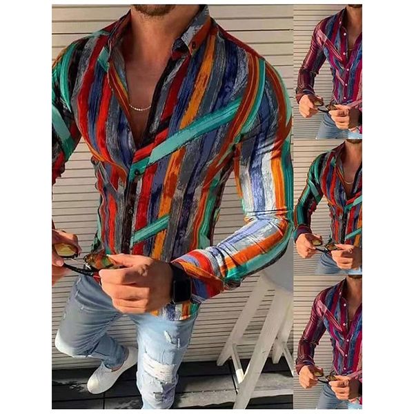 

contrasting color matching pattern men's long-sleeved shirt comfortable fit fashion retro style travel office entertainment, White;black