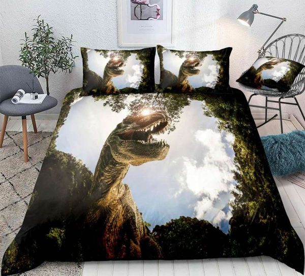 

3d dinosaur bedding set fort dinosaur duvet cover set home textil boys teens bed set king animal quilt cover dropship