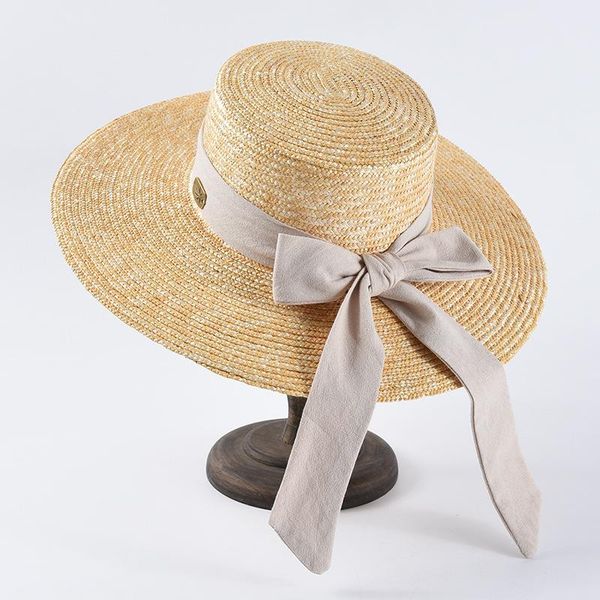 

wide brim hats straw flat for women bowknot hat big eaves sunshade travel vacation beach take a po by the sea high-end, Blue;gray