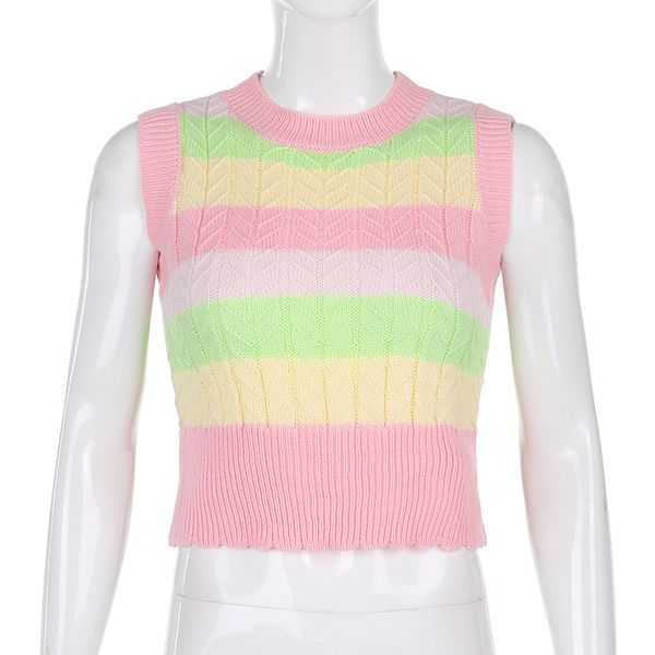 

2020 new arrivals summer fashion knitted sleeveless muti striped bodycon night club women camis, White;black
