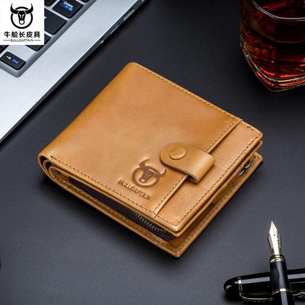 

brand real cowhide gentleman wallet brand men's rfid holder genuine leather zipper small mini money purse male gift, Red;black