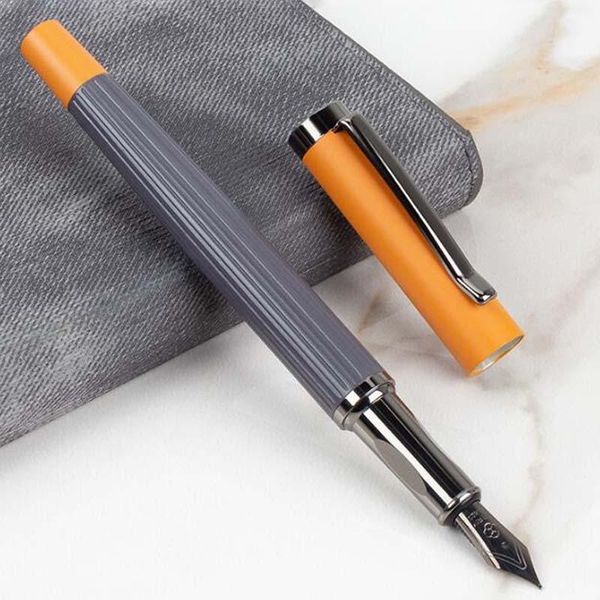 

fountain pens posture correction metal 022 pen frosted yellow stripe gun grey nib stationery school supplies ink