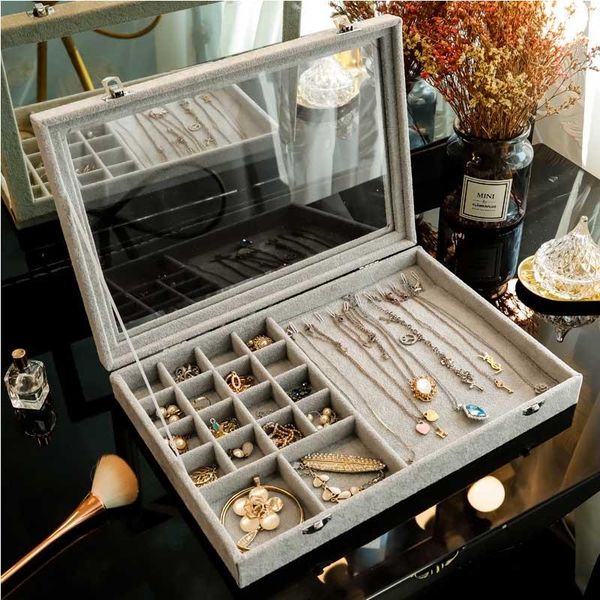 

jewelry pouches, bags 2021 universal organizer display travel case boxes portable ring earring box velvet storage jewelers, Pink;blue