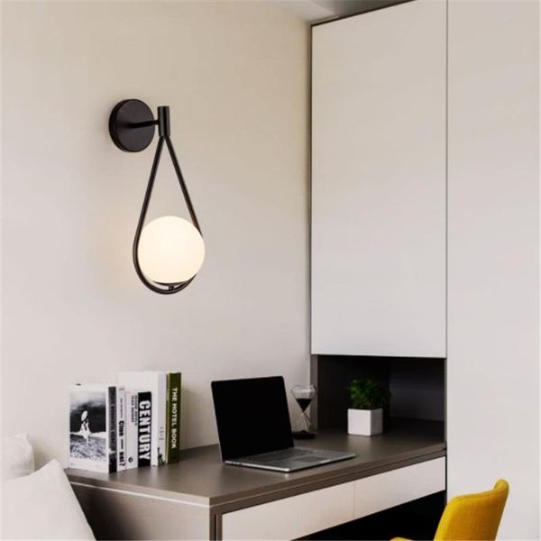 Lâmpada de parede à moda redonda branca bola de vidro diodo emissor de luz led quarto de espelho do banheiro escada moderna home iluminação