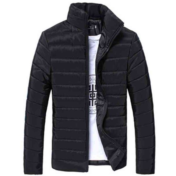

winter cotton stand collar versatile solid color men's coat, Black