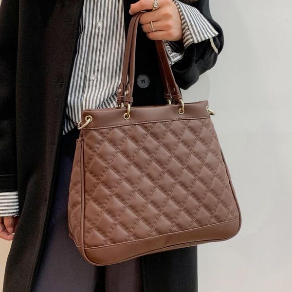 

evening bags large lozenge women's tote bag rhombus lattice leather shoulder designer crossbody handbags quilted female messenger sac