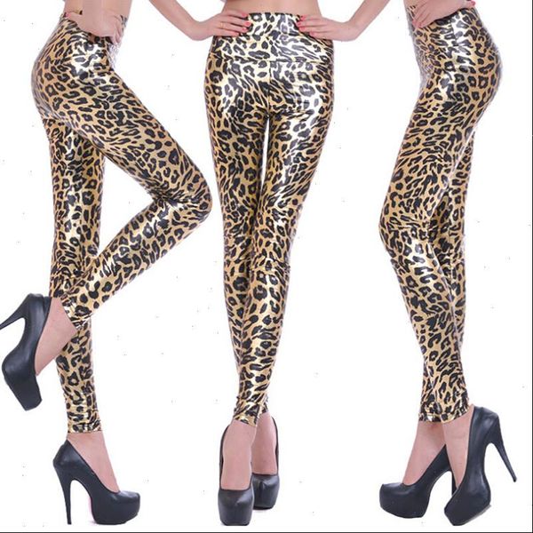 

women leather leggings high waist stretch slim blue black red rose leopard legging fashion pu leather pants for women hot
