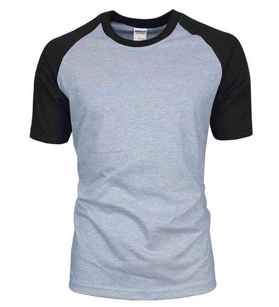 2021 летние сплошные цветные мужские футболки хлопчатобумажные пустые мужские раглан футболка хип-хоп уличная одежда черный белый серый Harajuku Tees Tees Y220214