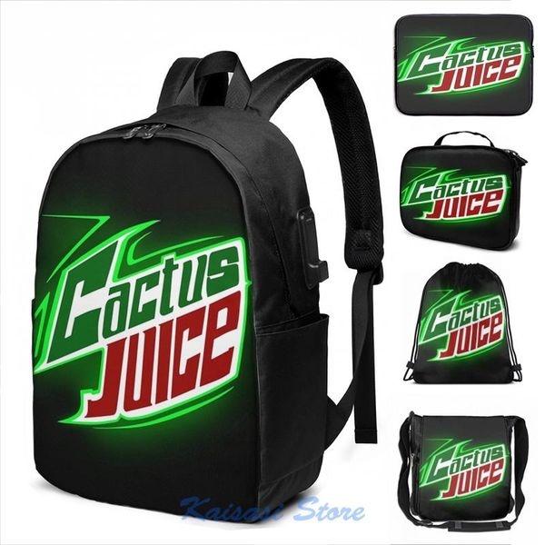 

backpack funny graphic print cactus juice usb charge men school bags women cosmetic bag travel laptop