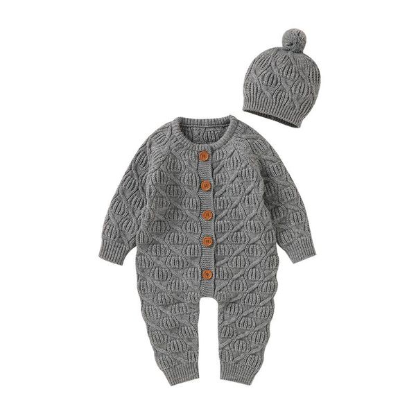 

jumpsuits born baby girls boys knitted romper toddler soft solid jumpsuit infant long sleeve overalls one piecce clothing, Blue