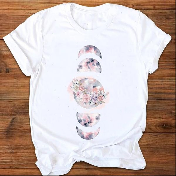 

women graphic cartoon floral space universe 90s ladies printing print clothes lady tees female t shirt womens t shirt, White