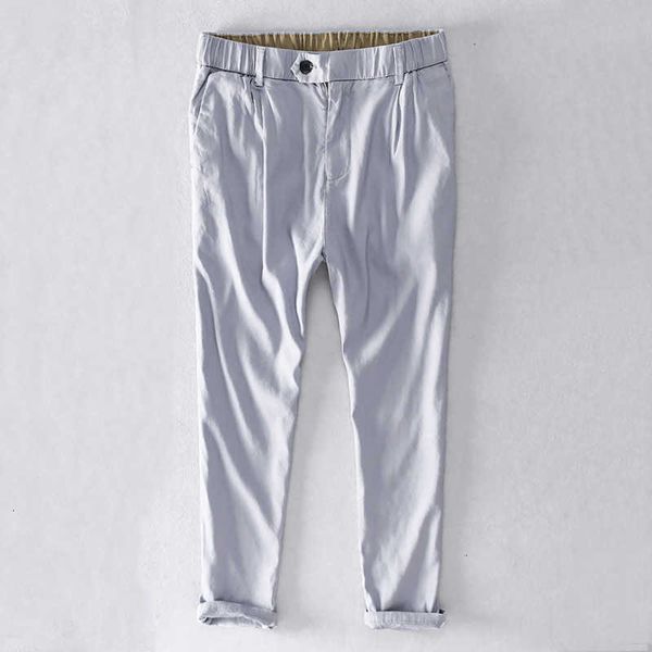 

men's pants 30-40 tamanho e elstico cintura lpis masculinas marca casual solto calas para homem linho preto estiramento pantalones uivf, Black