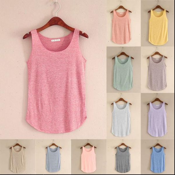 

tank women summer tank sleeveless round neck loose singlets vest r drop shipping good quality, White