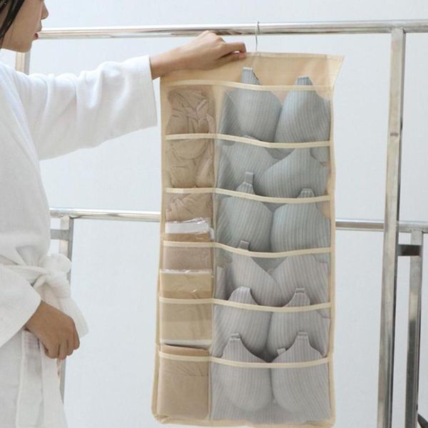 

storage bags multifunction folding clothing bag clear hanging for wardrobe socks organizer hanger bra underwear h9u9