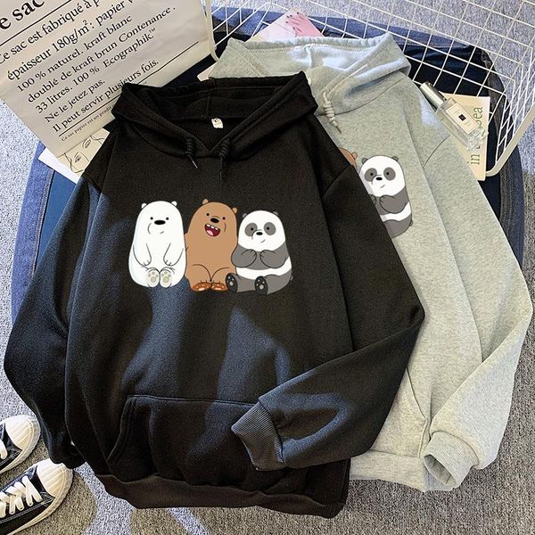 

women's hoodies & sweatshirts fall/winter fleece youth hooded oversized femme clothing hoodie three little bears printed /youth, Black