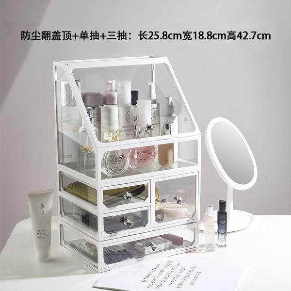 

domestic clear cosmetic storage box drawer tempered glass storage box organizer maqillage household products ej50ms