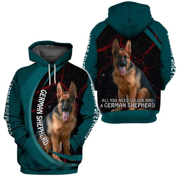 Erkek Hoodies Tişörtü Leopar Alman Shepherd Hoodie 3D Baskılı Moda Kazak Erkekler Kadınlar Için Kazak Cosplay Kostümleri 02