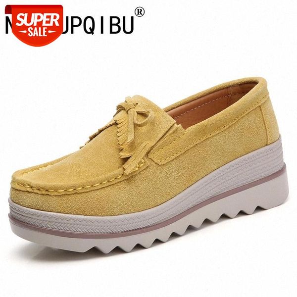 

summer women platform shoes leather suede plush slip on sneakers femme tassel fringe loafers moccasins women shoes #1w17