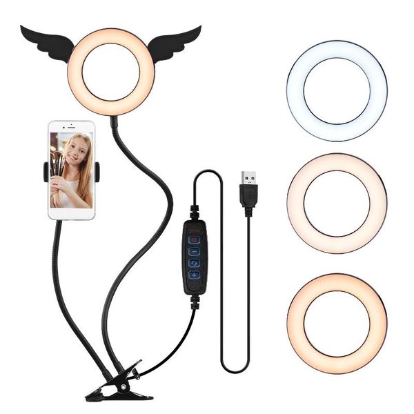 

flash heads andoer 5inch led video ring light 3800k-6800k 3 colors brightness dimmable with stand phone holder for streaming