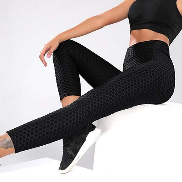 

women's leggings cloocl fashion jacquard high waist women fitness push up female sports pants girl workout, Black