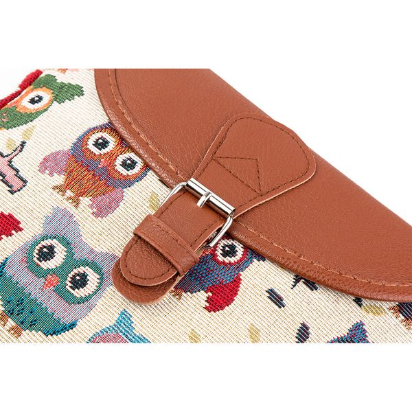 

bosevev 2018 women messenger bags flap bag lady canvas cartoon owl printed crossbody shoulder bags small female handbags