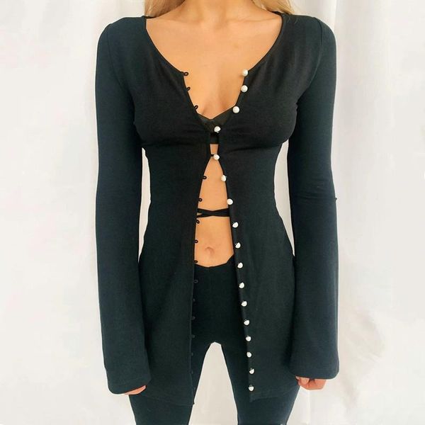 

women's jackets solid button cardigan long coat women fashion autumn casual o-neck sleeve slim open stitch thin outwear femme vestidos, Black;brown