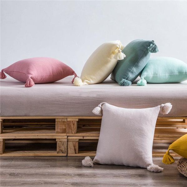 

cushion/decorative pillow macaroon solid knitted cushion cover white 45x45cm decorative for sofa nordic case home decor
