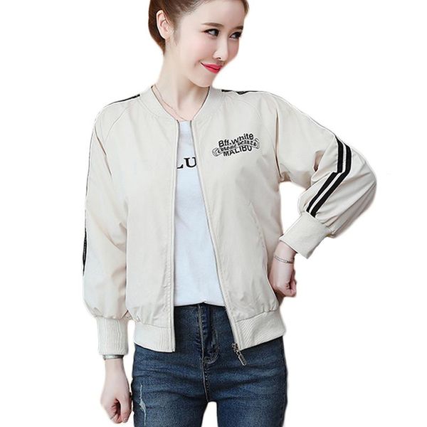 

women's jackets korean style fashion printed baseball jacket women 2021 autumn bomber long sleeve ladies short coats outerwear, Black;brown