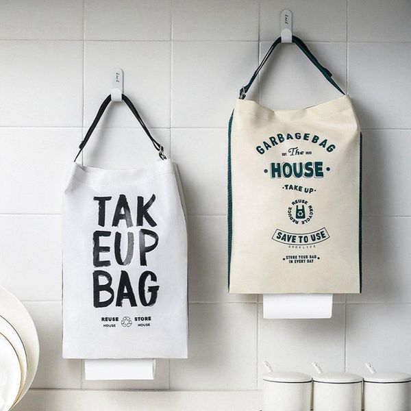 

storage bags fabric garbage bag kitchen household wall-mounted thickened hanging