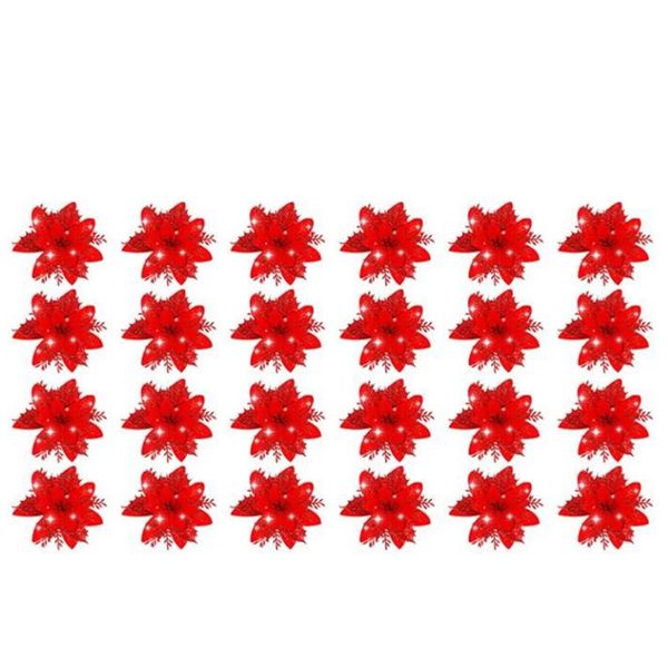 

christmas decorations 24 pcs artificial glitter flowers tree decoration for wedding party diy garland