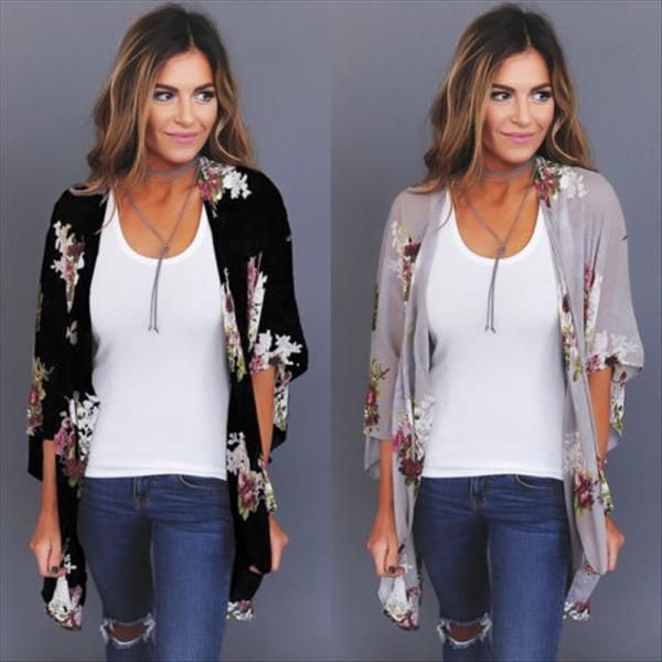 

womens clothing 2021 new women loose regular blouse summer boho chiffon coat shawl kimono cardigan, White