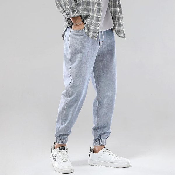 

men's jeans 2021 loose men male trousers simple design cozy all-match students daily casual straight denim pants 4xl, Blue