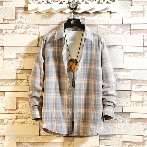 

2021 plaid men shirts long sleeves new spring autumn plus asian oversize m-5xl nu5s, White;black