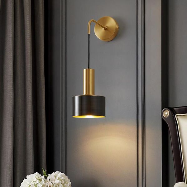 

modern minimalist wall lamps living room bedroom bedside e27 led sconce black copper aisle staircase indoor lighting decoration