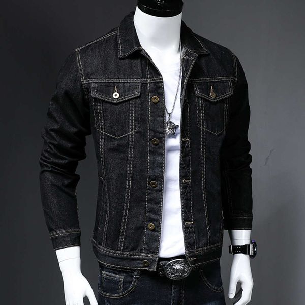 

spring and autumn black jacket men's casual brand denim fashion youth coat versatile slim handsome man, Black;brown
